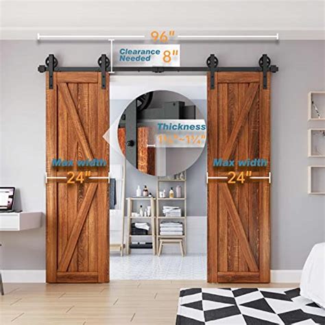 Easelife 8 Ft Double Door Sliding Barn Door Hardware Track Kit Big