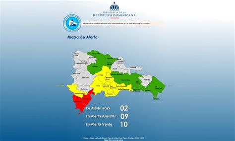 El Coe Coloca 2 Provincias En Alerta Roja 8 Y Al Dn En Amarilla Y A 10 En Verde