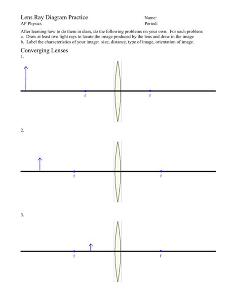 Lens Ray Diagram Practice