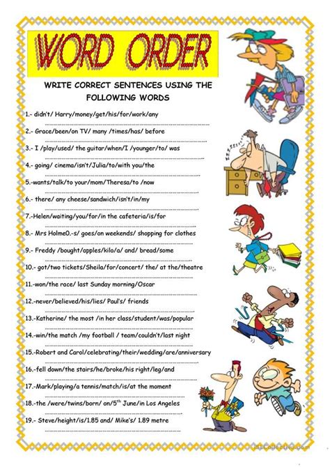 Word Order English Esl Worksheets For Distance Learning And Physical Classrooms Word Order