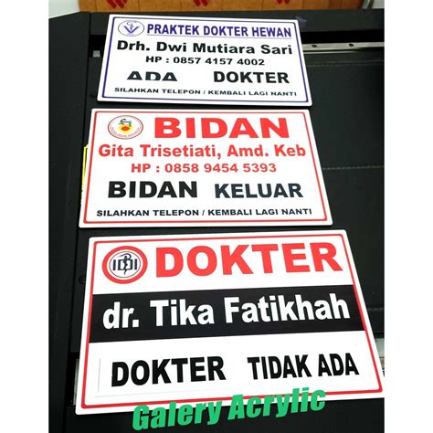 Jual Papan Nama Bidan Dokter Perawat Dll Sign Labael Acrylic Sign