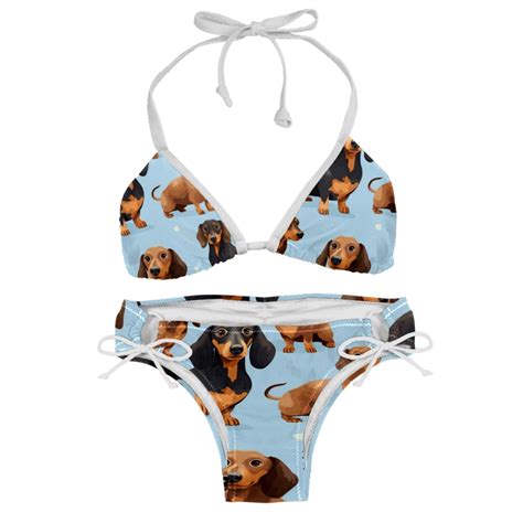 Dachshund Stylish Swim Suits Bikini Set Detachable Sponge Adjustable