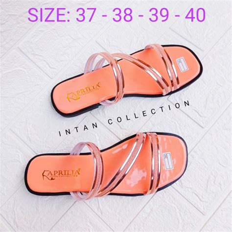 Jual Sandal Selop Mika Gelitar Wanita Terbaru Kekinian Slip On Sendal