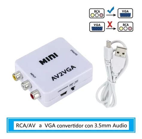 Convertidor Adaptador De Video Audio Rca A Vga Mini Nuevo