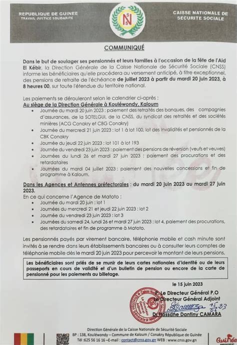 La Cnss Anticipe Le Versement Des Pensions De Retraite Pour Soulager