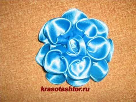 мастер-класс голубого цветка из атласной ленты.Ищу рекламодателей для ...