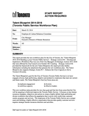 Fillable Online Toronto STAFF REPORT ACTION REQUIRED Talent City