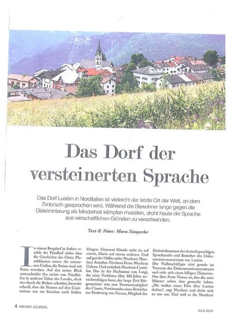 Das Dorf Der Versteinerten Sprache Beitrag Von Maria Simperler In