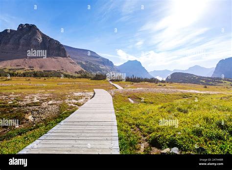 Picturesque Rocky Peaks Of The Glacier National Park Montana Usa