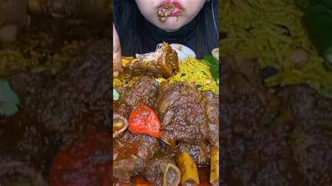 Spice ASMR EATINGSPICY MUTTON CURRY LUCHI PURI WITH BASANTI PULAO