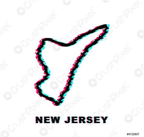 New Jersey State Map Outline Glitch Icon Vector Illustration Stock