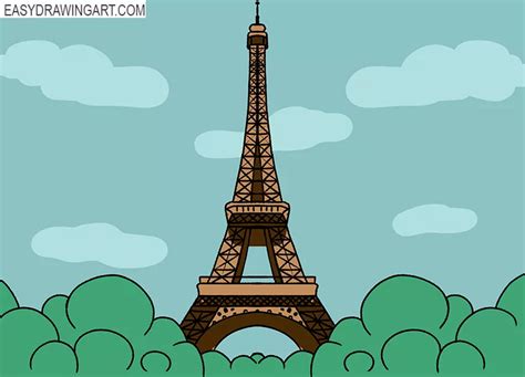 How To Draw The Eiffel Tower Easy Drawing Art
