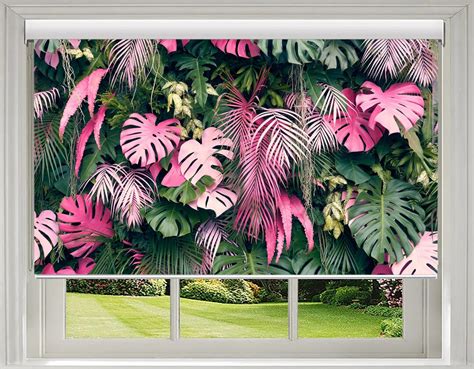 Tropical Leaf Printed Roller Blinds Vibrant Custom Window Shades For