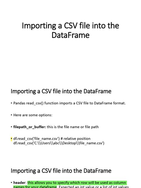 Importing A Csv File Into The Dataframe Pdf Comma Separated Values