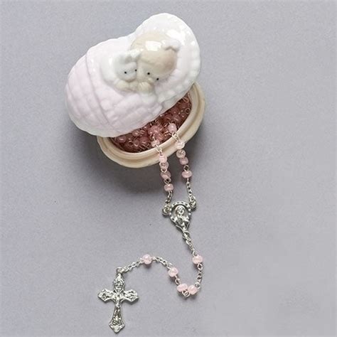 Baby Girl Baptism Rosary With Porcelain Box The Catholic T Store