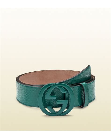 Gucci Dark Green Gg Imprimeé Belt With Interlocking G Buckle For Men Lyst