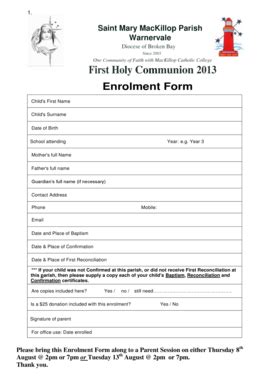 Fillable Online Dbb Org Holy Communion Enrolment Form Pdf