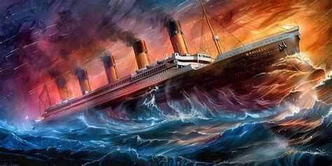 Premium Photo | Watercolor depiction of the Titanic sinking in the ...