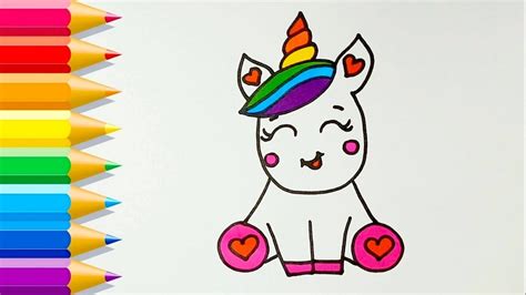 Cómo dibujar un UNICORNIO kawaii fácil How to Draw a Unicorn Cute