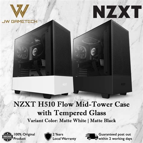 Nzxt H510 Flow Tempered Glass Compact Mid Tower Case Matte White