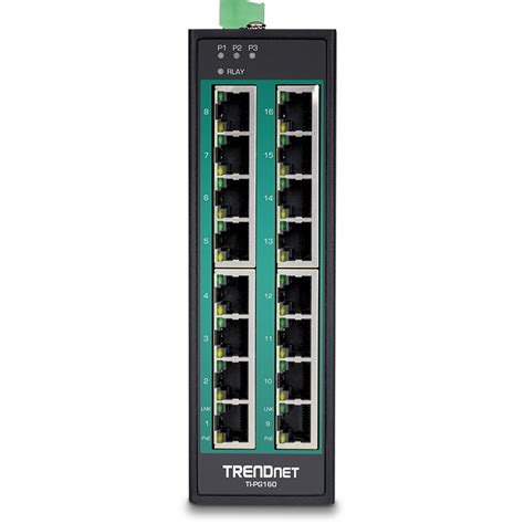 TRENDnet 16 Port Hardened Industrial Gigabit Unmanaged PoE DIN Rail