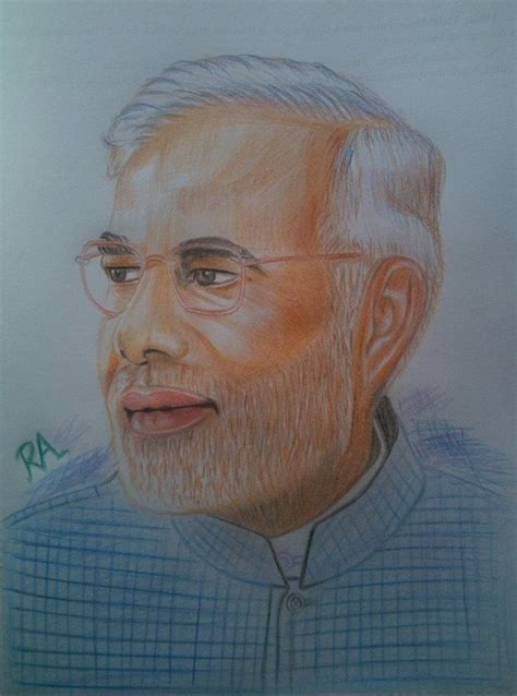 Pencil Color Sketch Of Narendra Modi Desi Painters