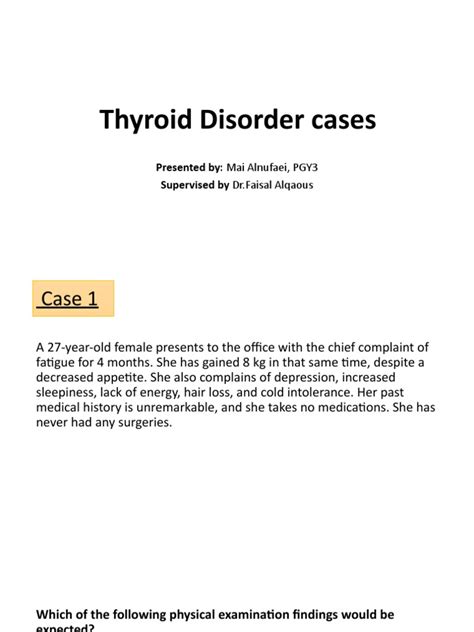 Thyroid Cases Pdf Hypothyroidism Hyperthyroidism