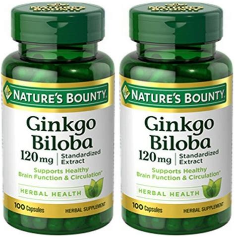 Natures Bounty Ginkgo Biloba Extracto Estandarizado 120 Mg Botellas