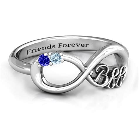 Bff Friendship Infinity Ring With 2 7 Birthstones In Sterling Silver