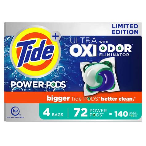 Tide Power Pods Ultra Oxi With Odor Eliminators Laundry Detergent Pacs 72 Ct