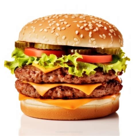 Premium Ai Image Double Burger Double Minced Beef Patty Fresh