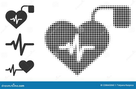 Pulse Pacemaker Icon Round Bubble Collage Cartoon Vector