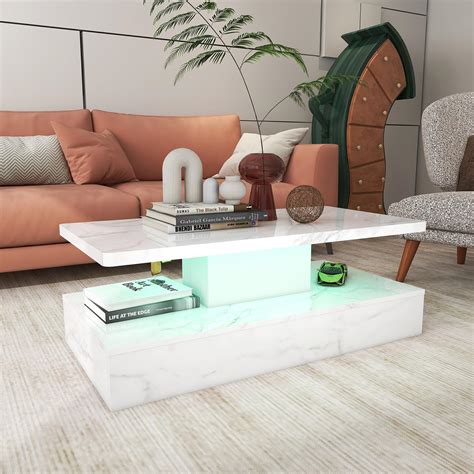 Tesquad Marble Led Coffee Table Modern Led Coffee Table With High