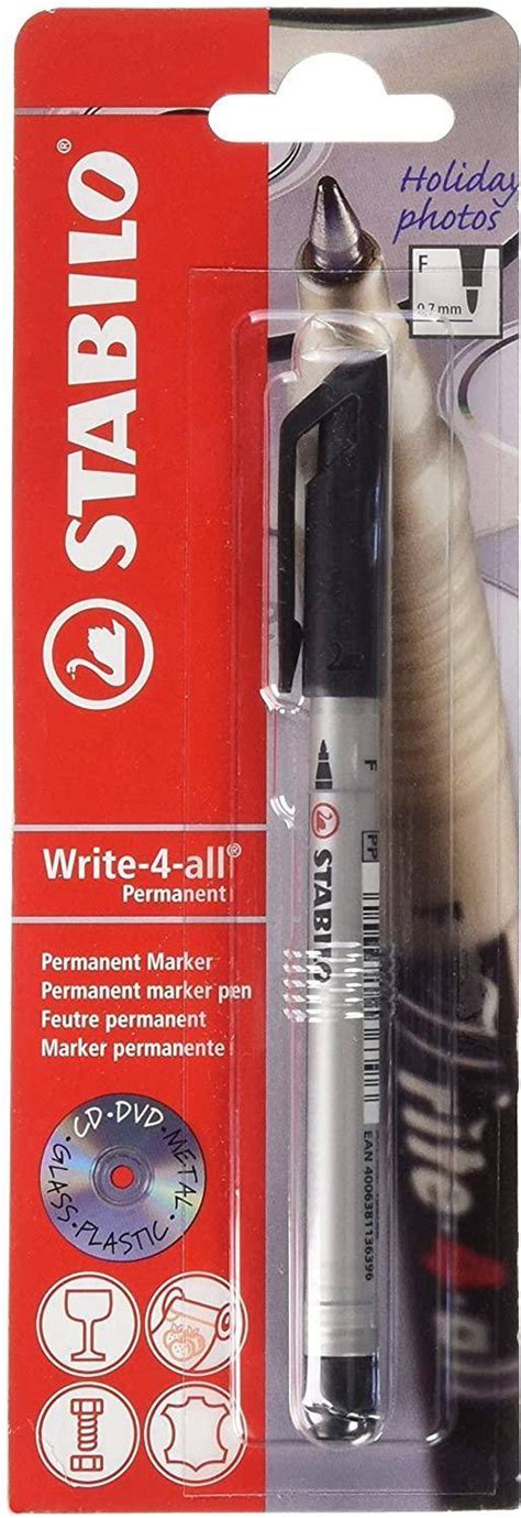 Stabilo Write 4 All Permanent Marker Pen Black 0 7mm Pris