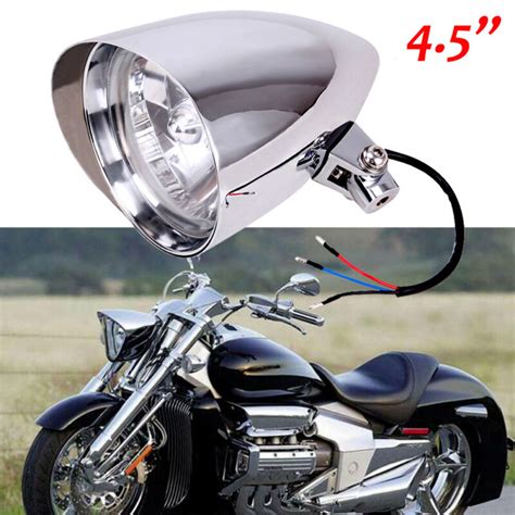 Motorcycle Chrome Visor Bullet Headlight Lamp For Harley Bobber Chopper