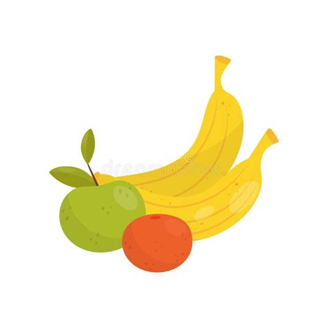 Apple And Banana Fresh Healthy Food Vector Illustration On A White