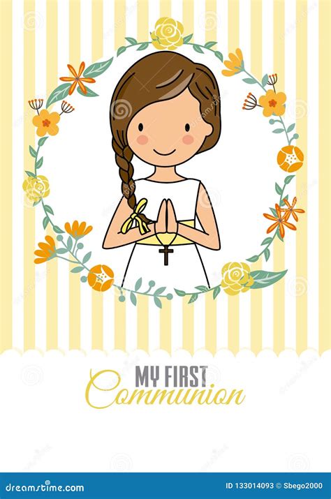 My First Communion Girl Stock Vector Illustration Of Dress 133014093