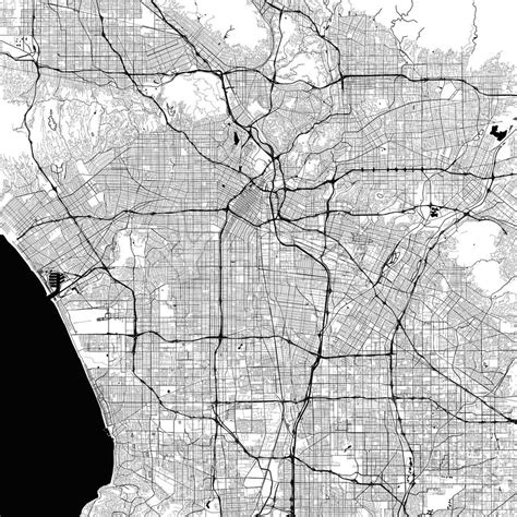 Los Angeles Monochrome Map Map Vector California Wallpaper Monochrome