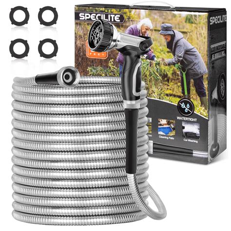 Specilite 50ft 304 Stainless Steel Metal Garden Hose Heavy Duty Water