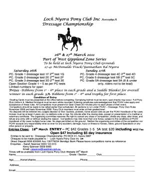 Fillable Online Lnpc Dressage Entry Form Fax Email Print Pdffiller