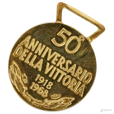 Medaglia In Oro 50 Anniversario Della Vittoria 1918 1968 Diamentro Cm