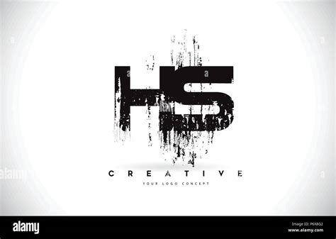 Hs H S Grunge Brush Carta Dise O De Logotipo En Colores Negros Letras