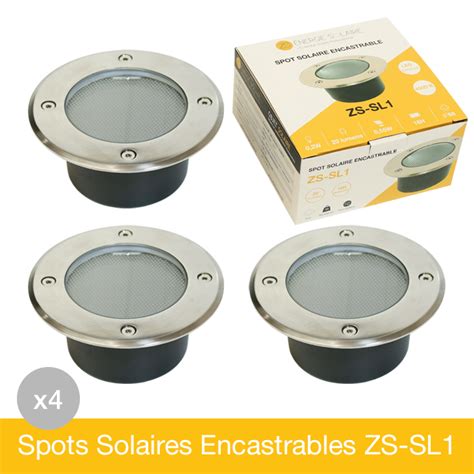 Lot De 4 Spots Solaires Encastrables Puissants IP68 ZS SL1 Spot