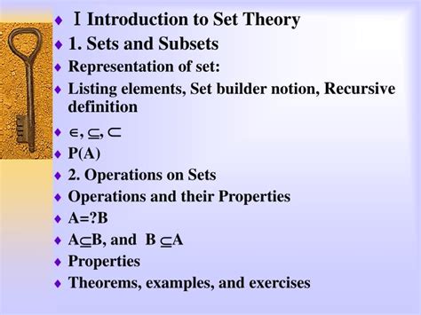 Ppt Ⅰ Introduction To Set Theory 1 Sets And Subsets Representation