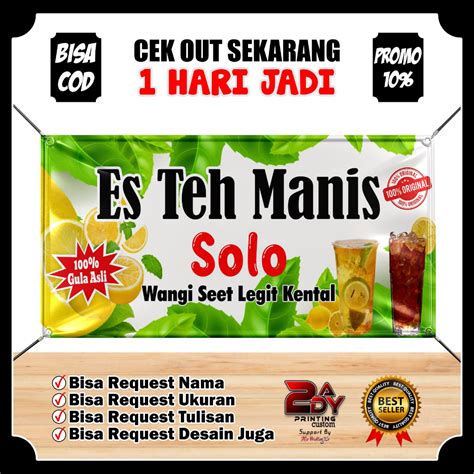 Jual TERLARIS Spanduk Banner Backdrop Jualan Es Teh Solo Viral