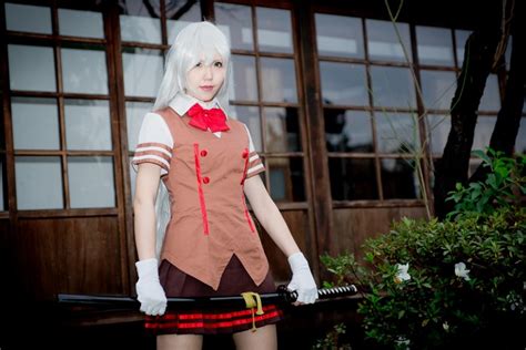 4K, Asian, Katana, Blonde girl, Cosplay, Pose, Glance, HD Wallpaper | Rare Gallery