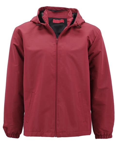 Red Label Men S Lightweight Nylon Hooded Water Resistant Zip Up Rain Jacket Burgundy Xl