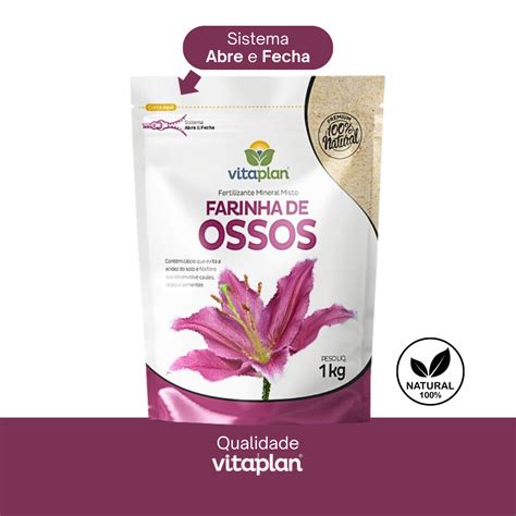 Kit 4 Fertilizante Adubo Vitaplan Farinha De Osso 1kg Yuri Home Garden