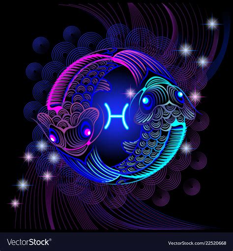 A series of signs of the zodiac made in neon art Vector Image