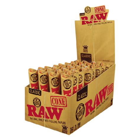 Raw Classic King Size Pre Rolled Cones Natural And Unrefined